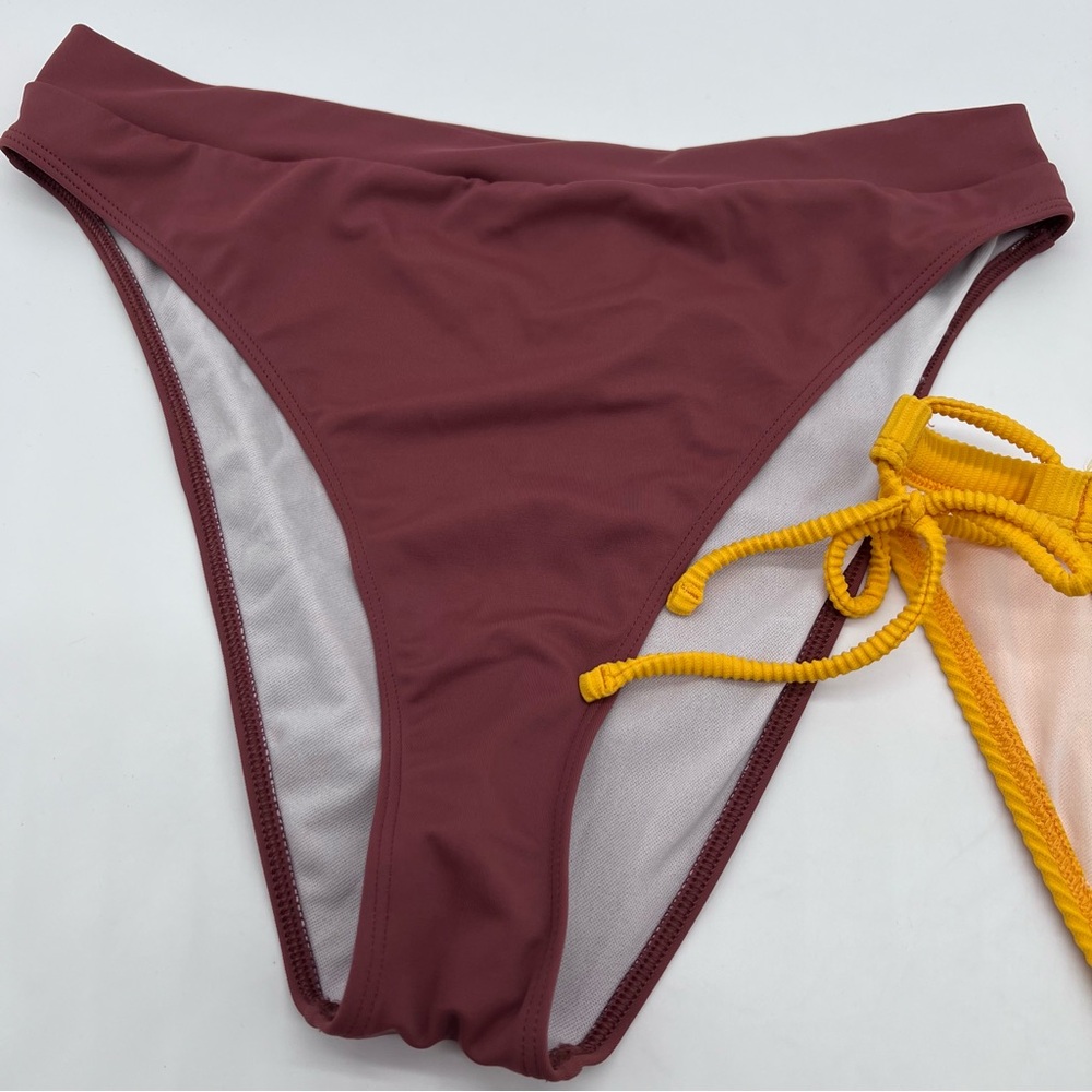 Lot of 2 NWT Urban Outfitters Bikini Bottoms in Brown and Ribbed Yellow-Size L - Picture 3 of 8